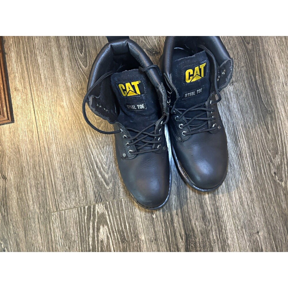 CAT Caterpillar Men's Second Shift 6" Steel Toe Work Boots Black Leather Size 10